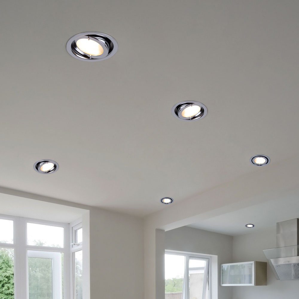 etc-shop LED Einbaustrahler, Leuchtmittel inklusive, Warmweiß, 6er Set Spot Strahler Chrom Küchen Möbel Einbau Leuchten | Strahler