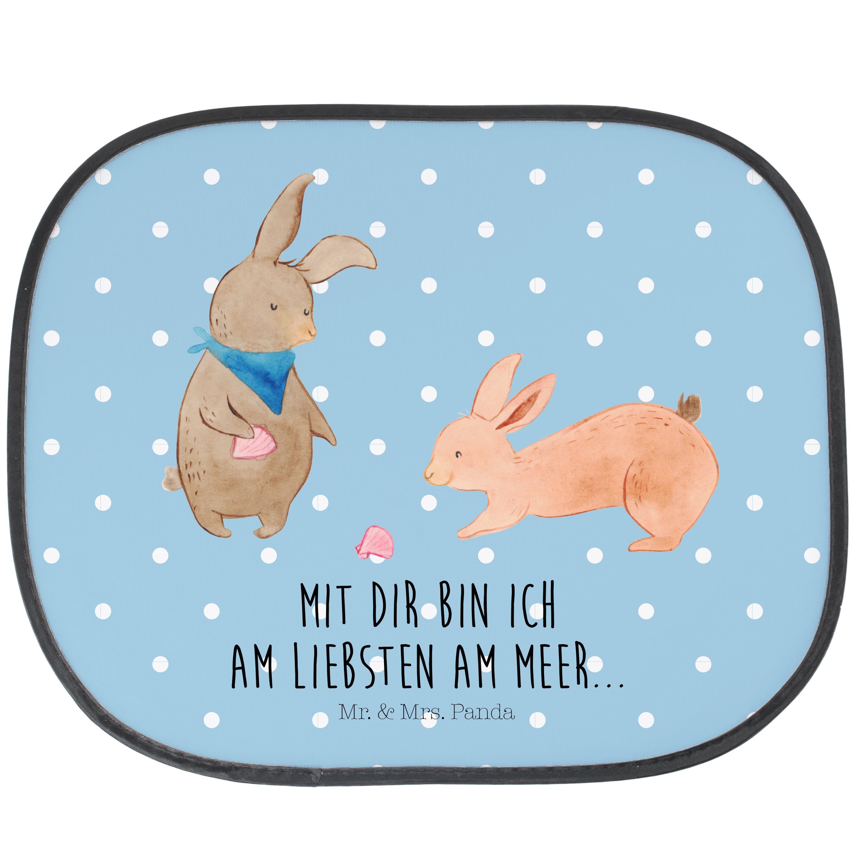 Sonnenschutz Hasen Muschel - Blau Pastell - Geschenk, Muscheln sammeln, Muttertag, Mr. & Mrs. Panda, Seidenmatt