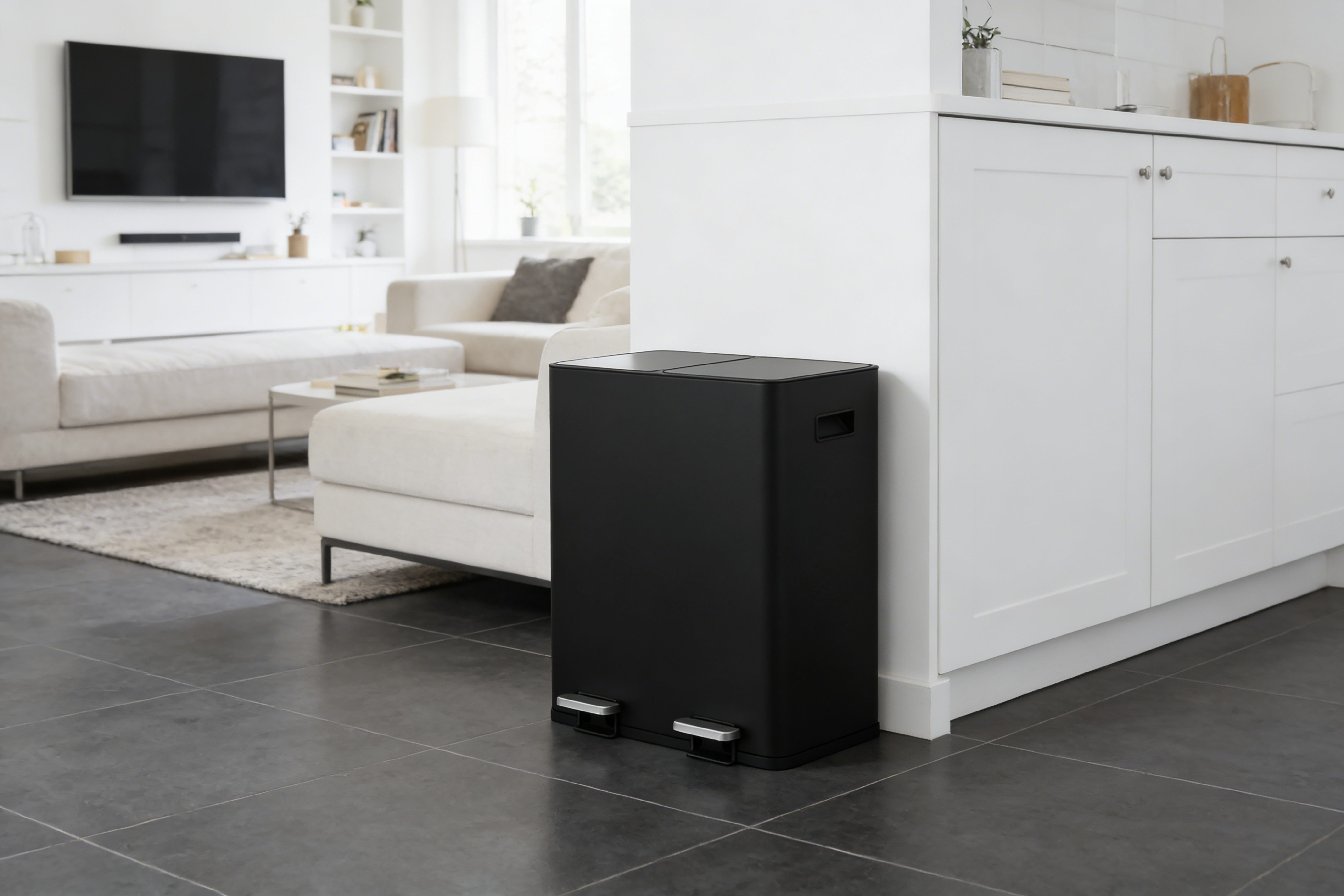 OTTO home Mülleimer Garrin, Soft Close, m. 2 Fächern, Fassungsvermögen 2x15 L bzw. 2x30 L, Mülltrennsystem mit 2 separaten Innenbehältern und Fußtrittpedalen