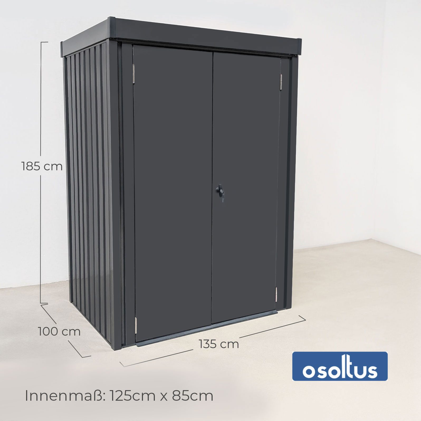 osoltus Vordach osoltus Premium Metall Mini Gerätehaus 100x135 cm grau 185 cm hoch