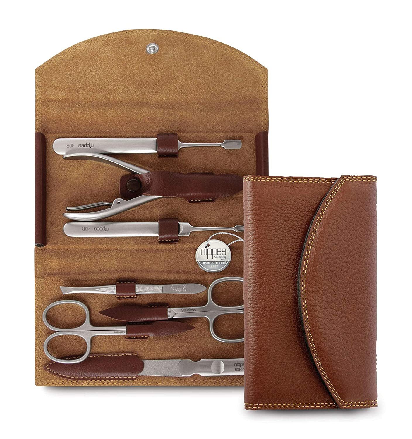 nippes Solingen Maniküre-Etui Premium Maniküre-Set Classic 7-tlg. Nagelpflege-Etui inkl. Nagelzange, 7 tlg., nickelfreier Edelstahl