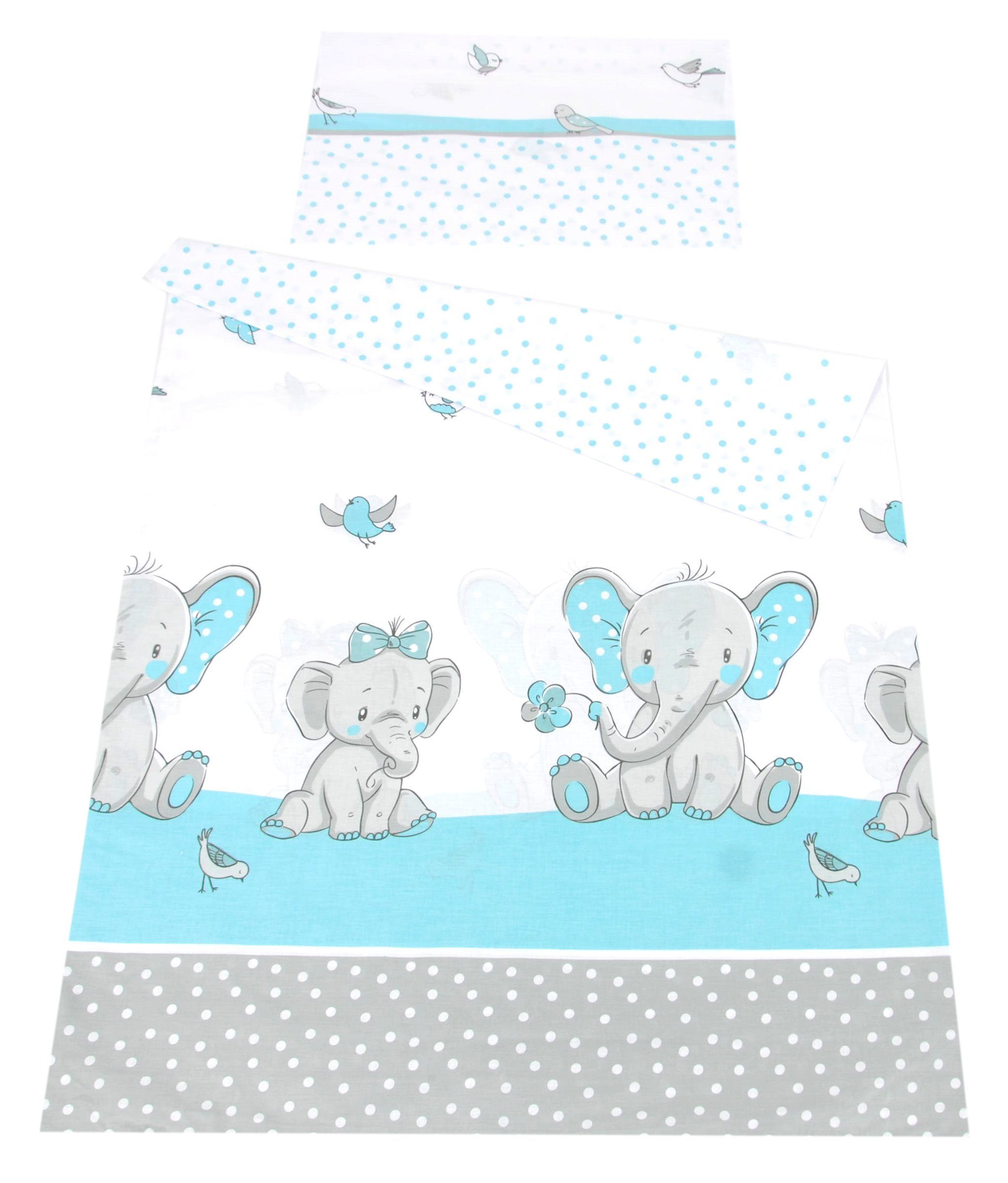 Kinderbettwäsche BABYLUX Kinderbettwäsche 2Tlg. 100 x 135 cm Bettwäsche Bettbezug Baby, BabyLux, 111. Elephanten Türkis
