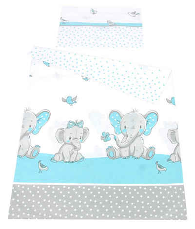 Kinderbettwäsche BABYLUX Kinderbettwäsche 2Tlg. 100 x 135 cm Bettwäsche Bettbezug Baby, BabyLux, 111. Elephanten Türkis
