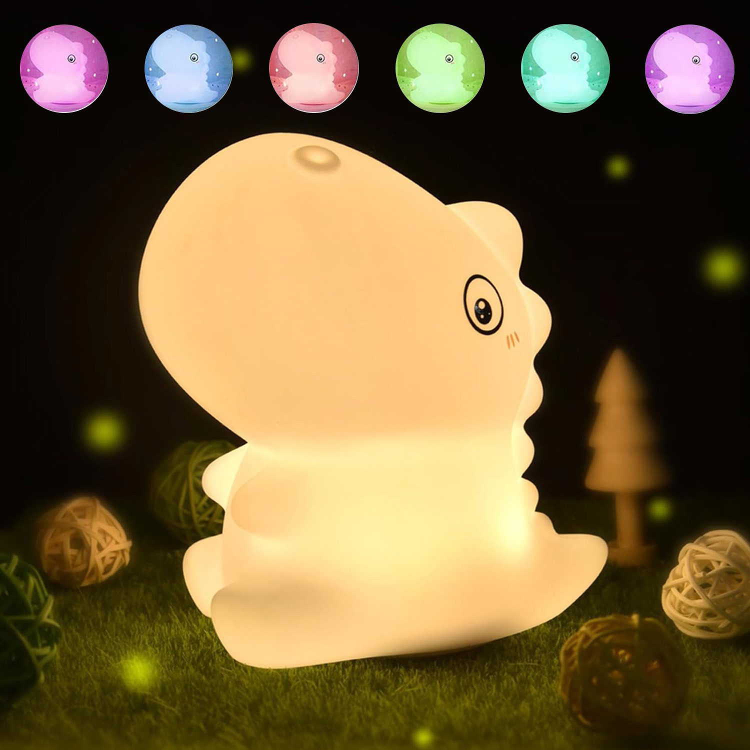 Qualra LED Nachtlicht Dinosaurier Nachtlicht Kinder Baby mit 7-Farben-Licht günstig online kaufen