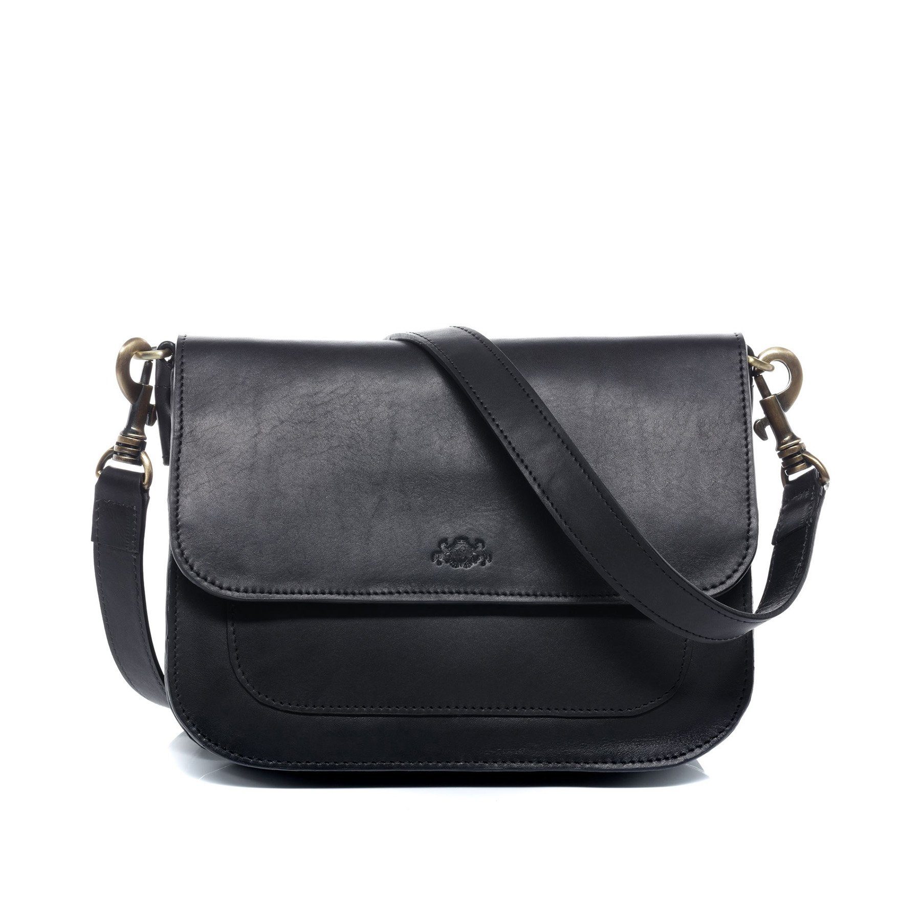 SID & VAIN Umhängetasche echt Leder Umhängetasche groß schwarz FRAN, Crossbody Bag Echtleder für Damen, Handtasche mit Schultergurt schwarz