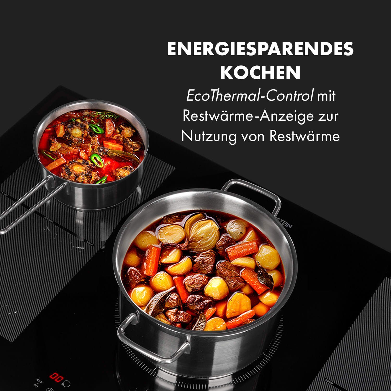 Klarstein Induktions-Kochfeld Delicatessa 90 Flex, Einbau Induktionsherd autark 5 Kochfelder Platten Induktionskochfeld