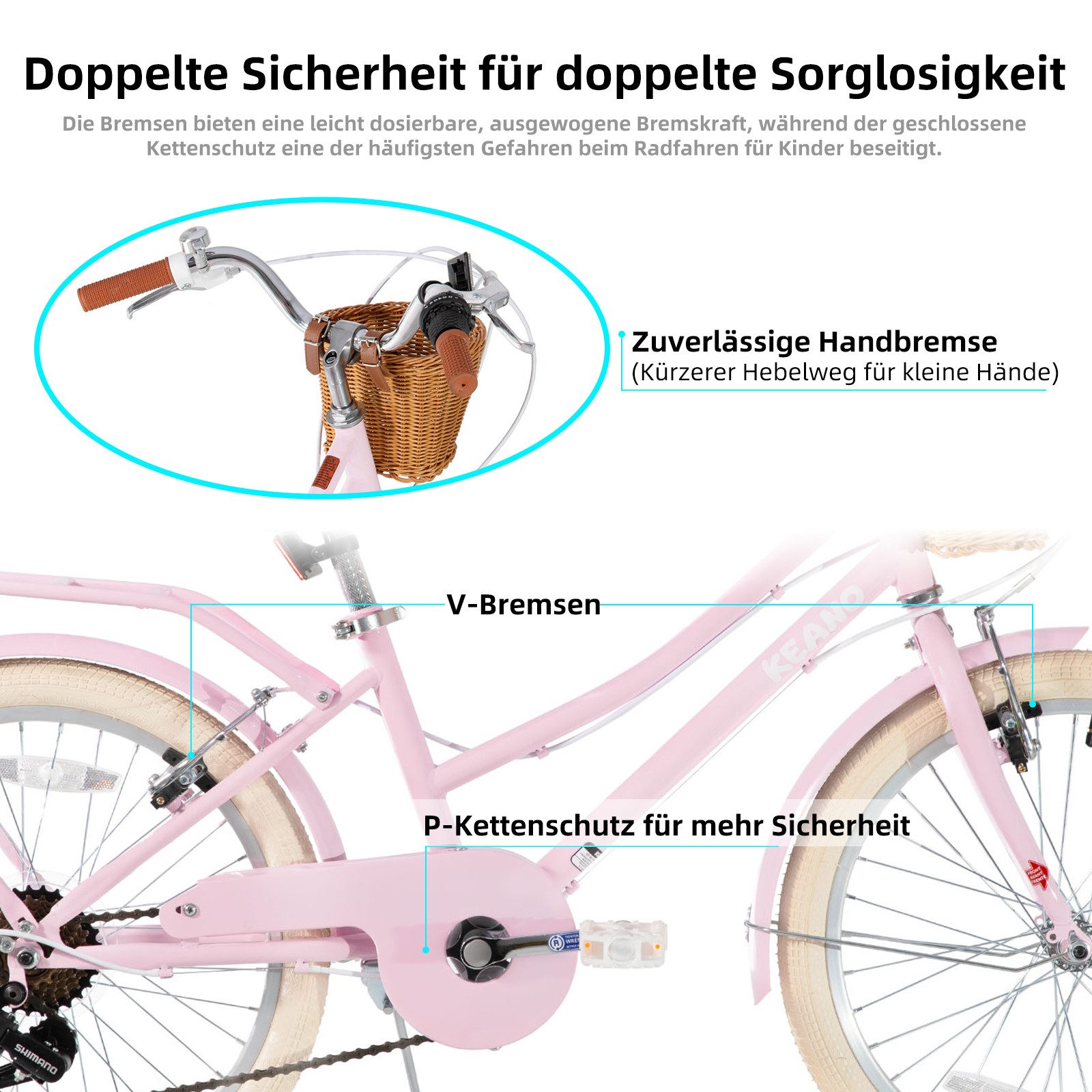 JOYSTAR Kinderfahrrad KEANO Poppy Kinderfahrrad für Mädchen 20 & 24 Zoll mit Korb