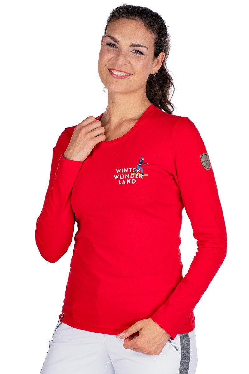 Almgwand Rundhalspullover Longsleeve Damen - GRUNDLALM - rot