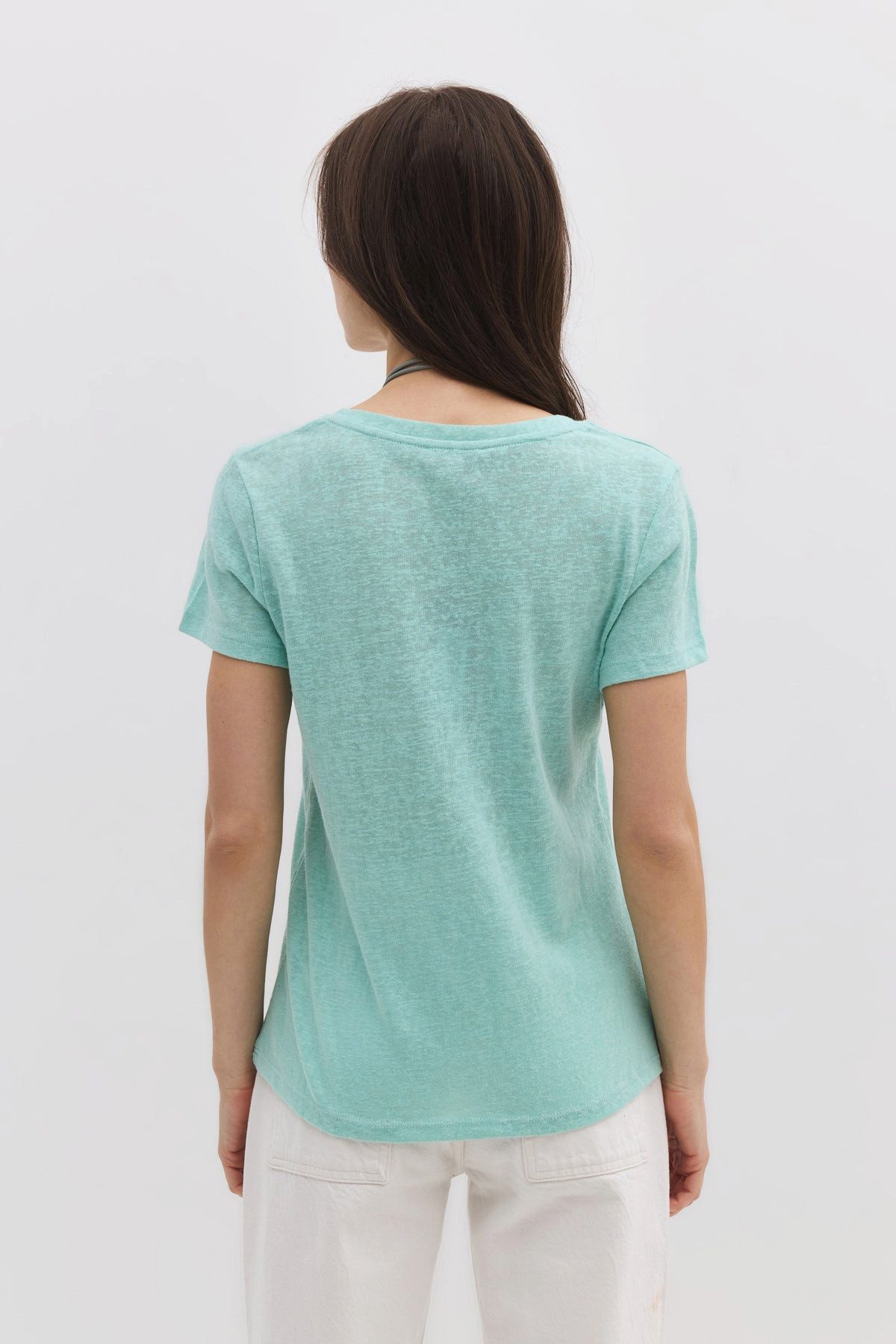 No Matter What T-Shirt Basic-T-Shirt aus Leinen mit V-Ausschnitt – Bild 5 von 5