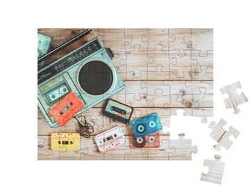 puzzleYOU Puzzle Radio-Kassettenrekorder mit Kassetten, 48 Puzzleteile, puzzleYOU-Kollektionen Nostalgie