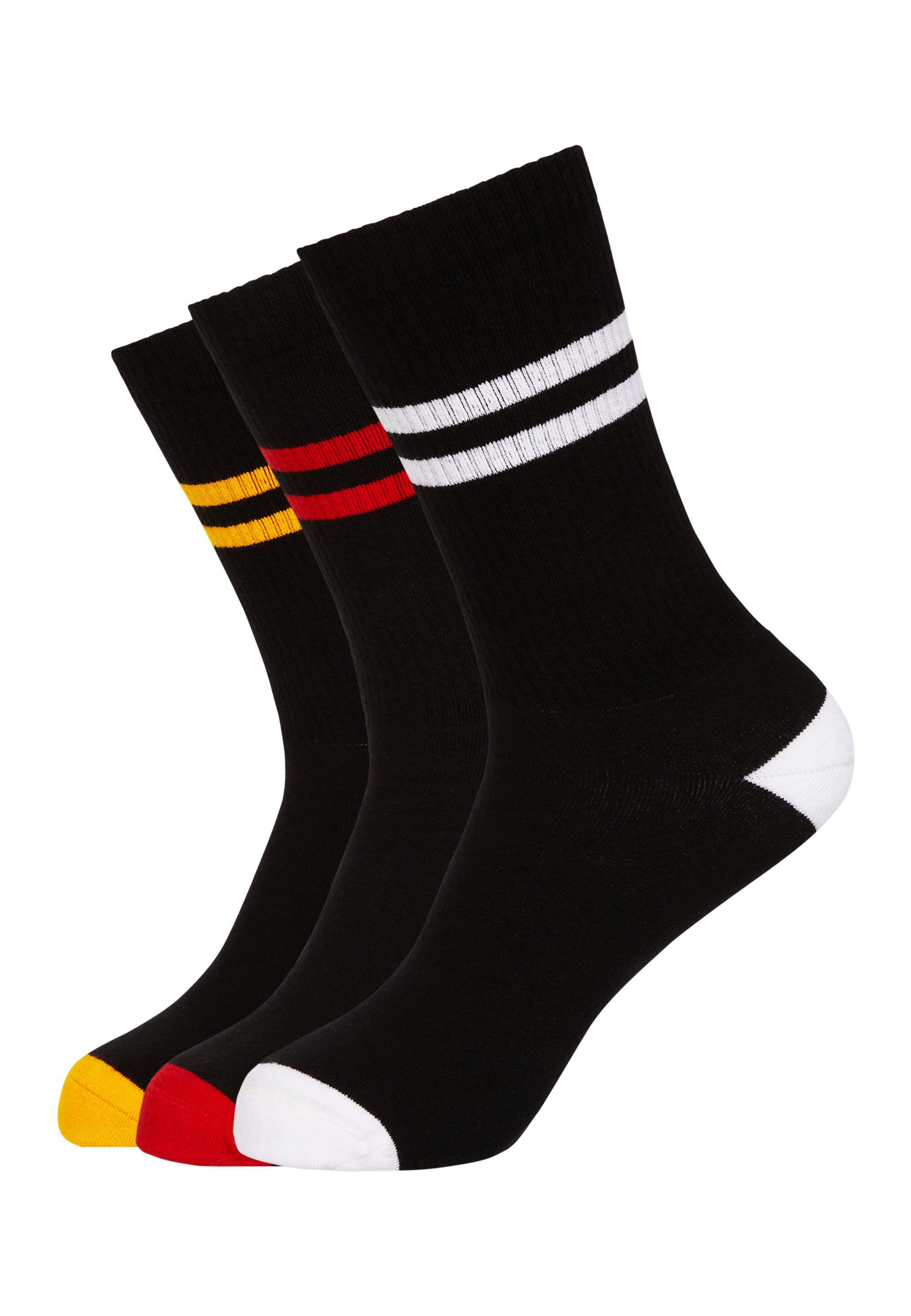 Mxthersocker Socken CLASSIC - WHATS THE RACKET (3-Paar) in kräftigen Farben schwarz