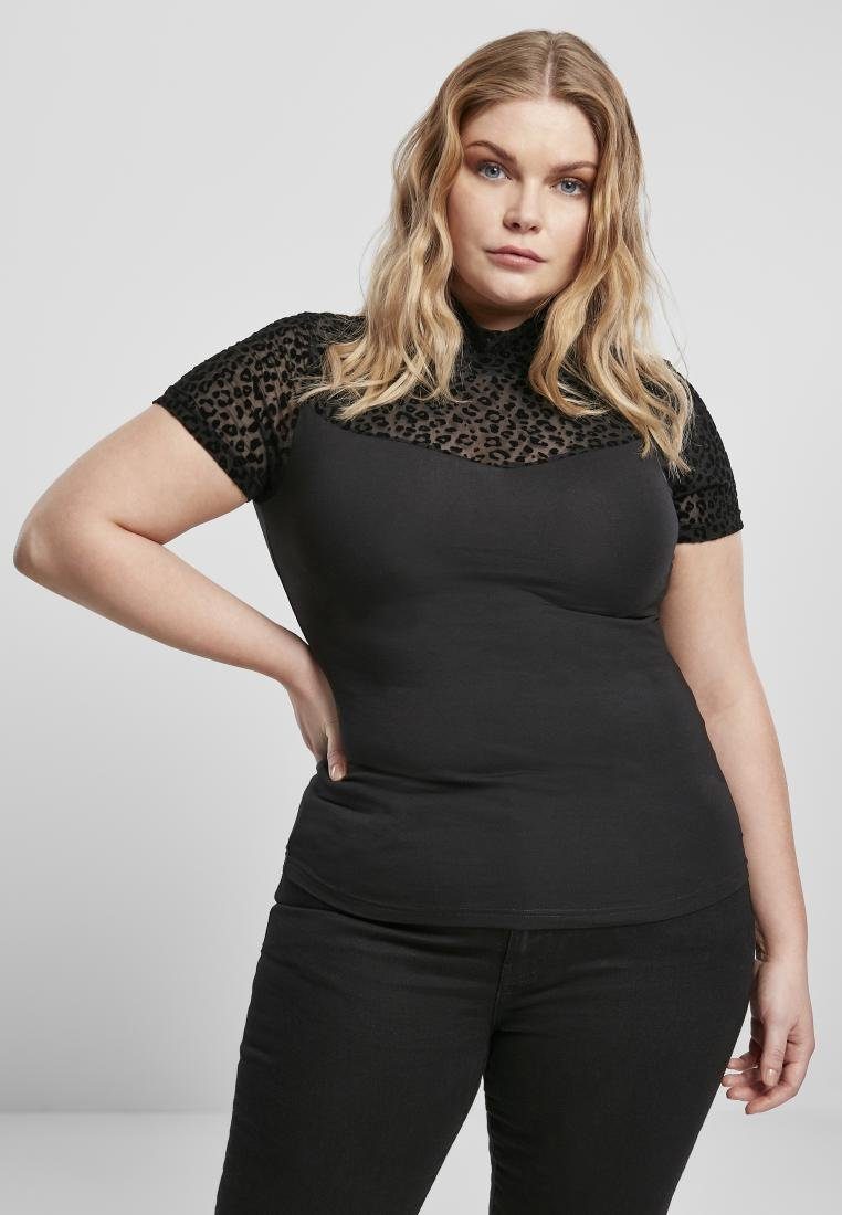 URBAN CLASSICS Rundhalsshirt Ladies Flock Lace Turtleneck Tee Damen T-Shirt günstig online kaufen