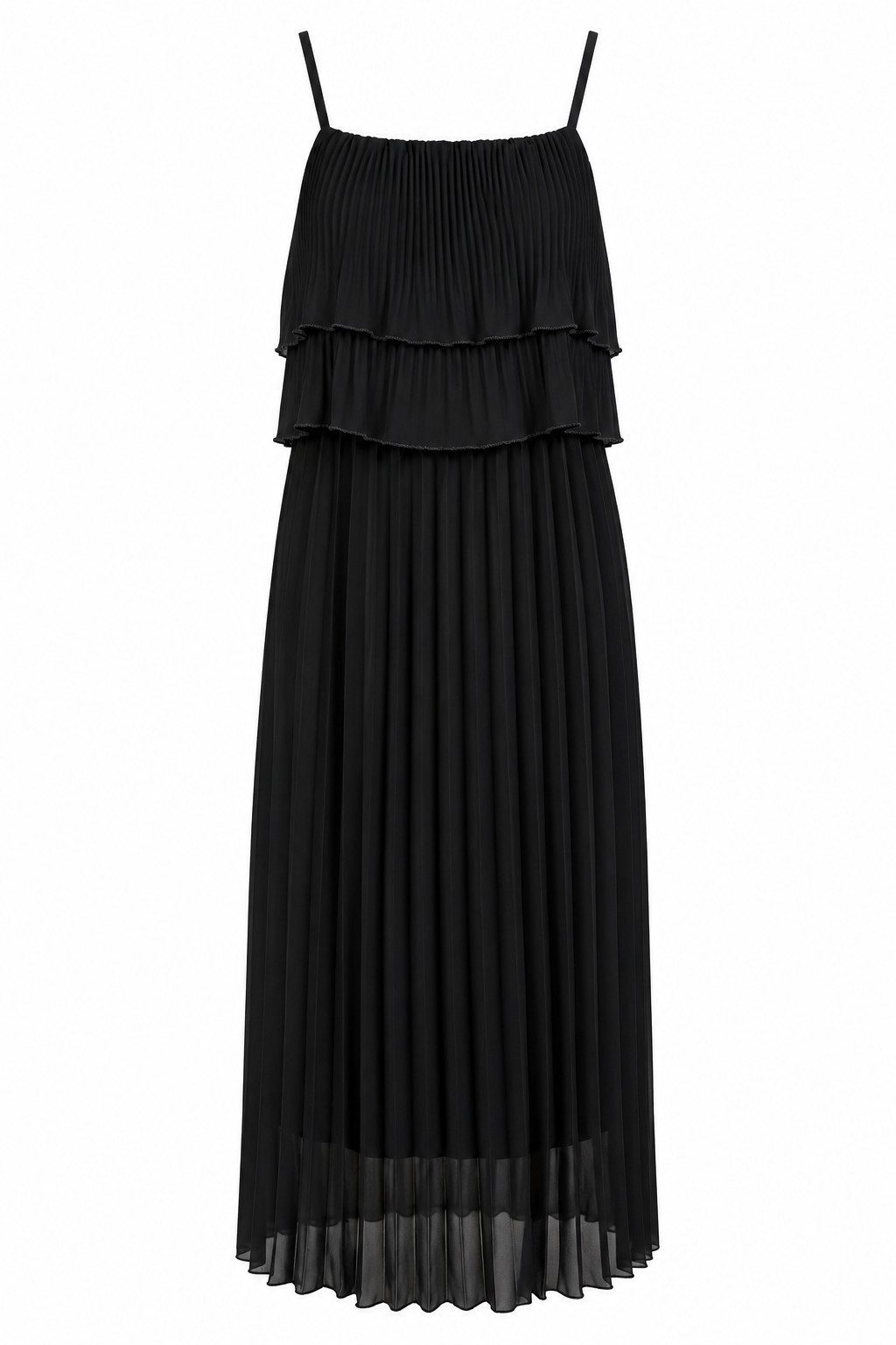 ITALY VIBES Plisseekleid - Maxi-Kleid Damen - langes Abendkleid mit Spaghettiträgern ONE SIZE - passend für Größen S-L