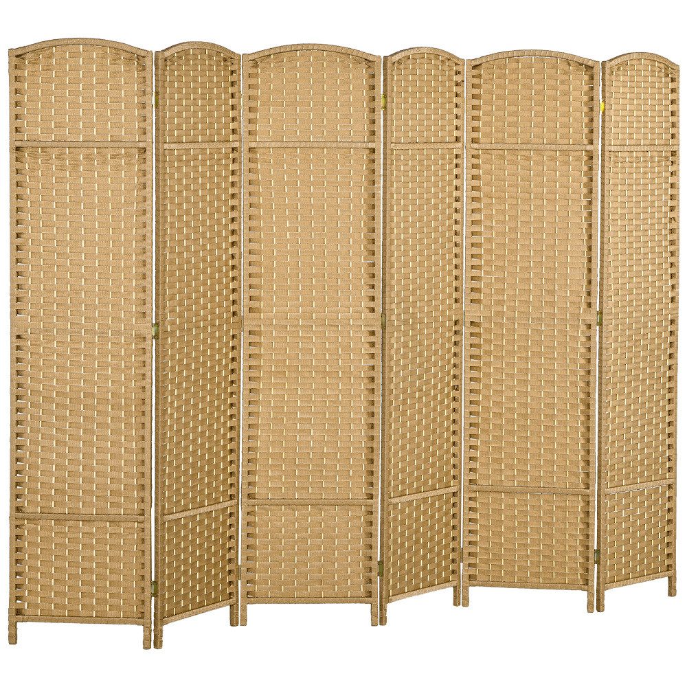BBG Raumteiler Paravent 6-teilig 240 x 170 cm, faltbarer Raumteiler in Bambusoptik, Sichtschutzwand mit Holzrahmen für Wohnzimmer und Schlafzimmer