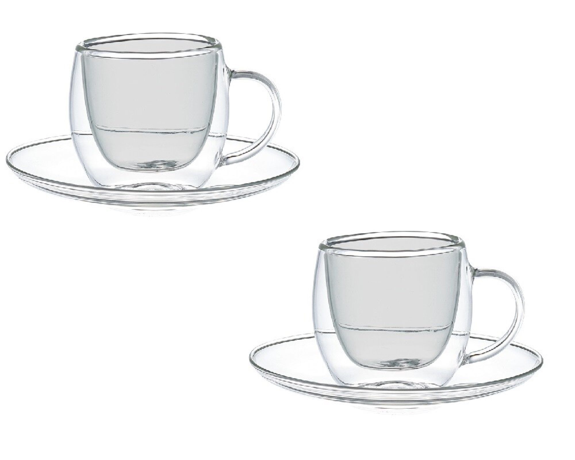 Schäfer Elektronik Gläser-Set 4-tlg doppelwandiges Gläser-Set mit Untertassen für Mokka und Espresso