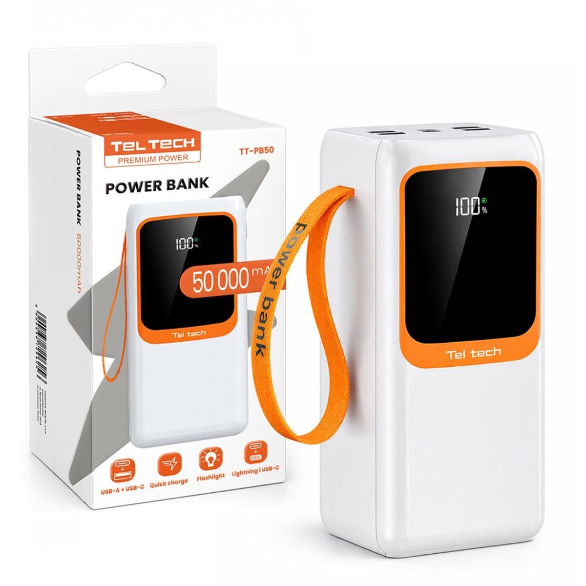 Wisam Teltech Powerbank Notfallakku 5A 22,5W + Kabel Type-C / Lightning Powerbank