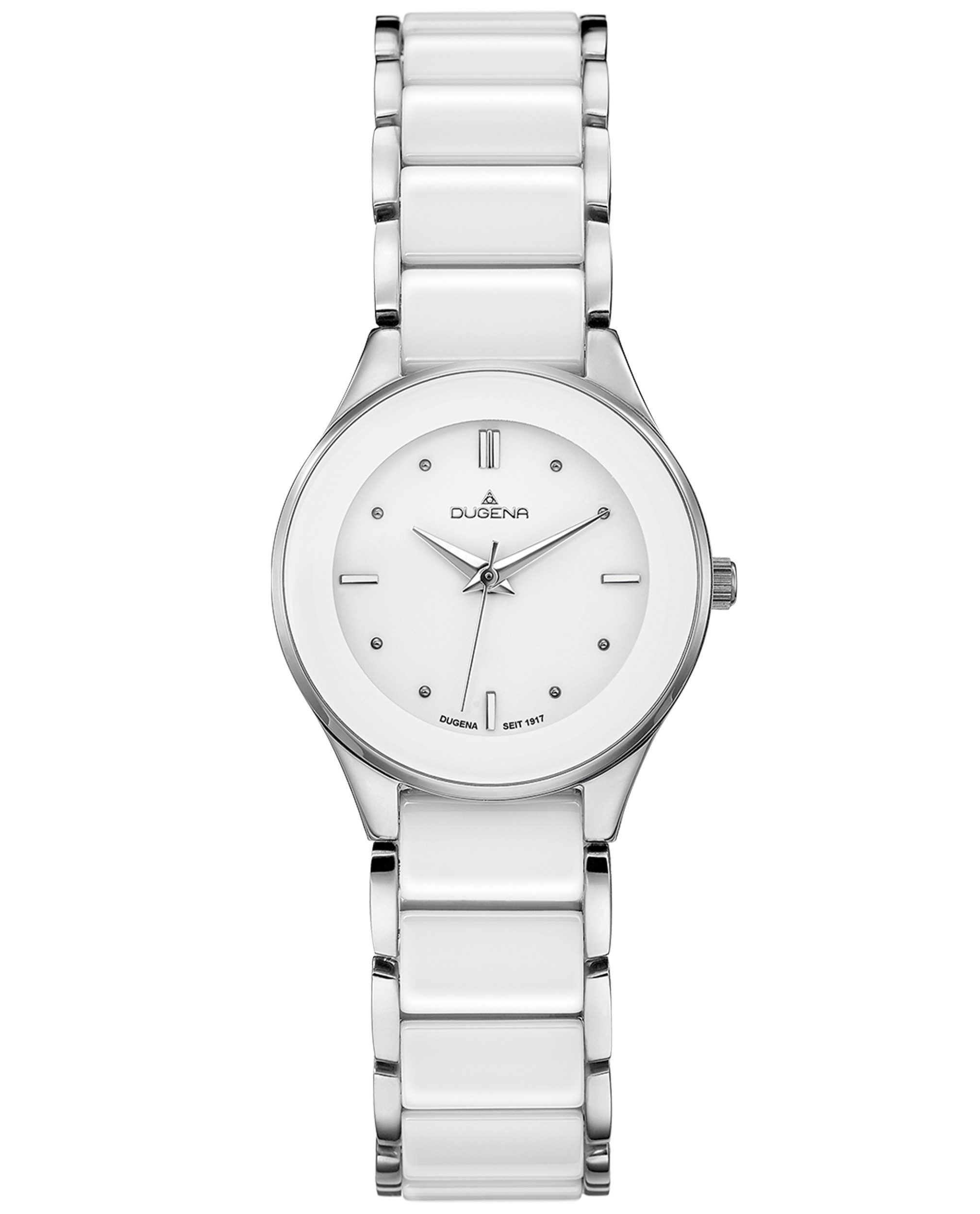 Dugena Keramikuhr Dugena Damen-Uhr Amica Ceramica Weiß Analog Quarz Keramik-Band 446077