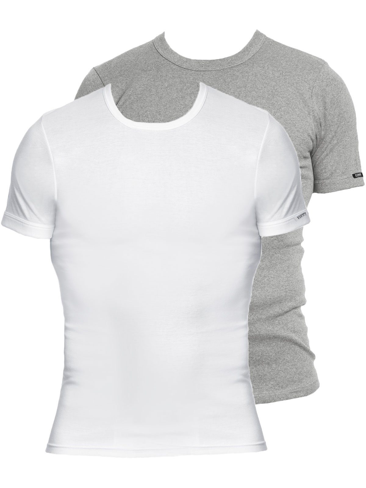 KUMPF Cotton stahlgrau-melange Bio T-Shirt hohe Unterziehshirt 2er Herren 2-St) weiss Markenqualität Sparpack (Spar-Set,