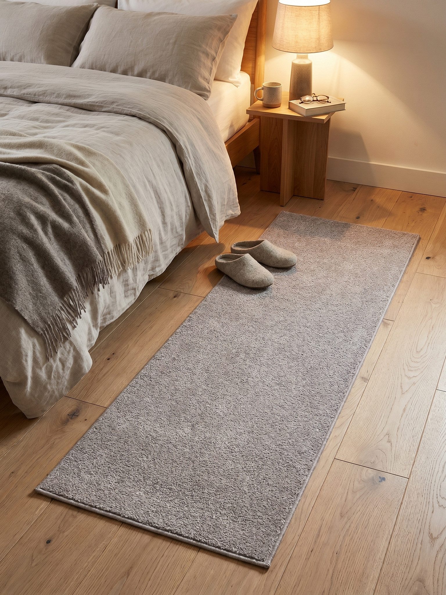 KADIMA DESIGN Teppich Kurzflor Teppich Wohnzimmer MAIN einfarbig Filz-Rücken rund, Rechteckig, Höhe: 11 mm, Beige, 60x100 cm, …