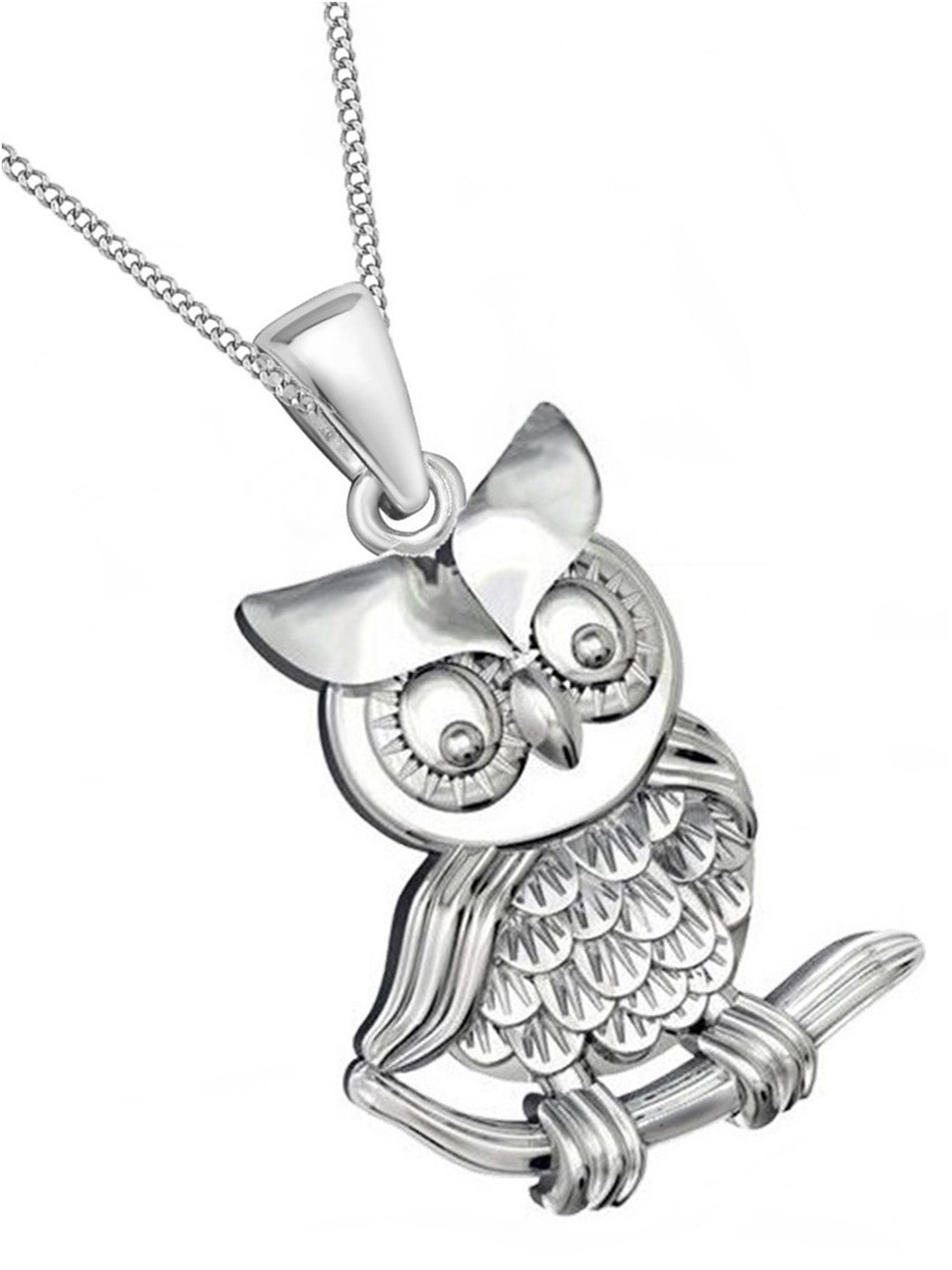 Goldene Hufeisen Kette mit Anhänger Damen Anhänger mit Kette Eule aus 925 Sterling Silber (2-tlg, inkl. Etui), Geschenkidee