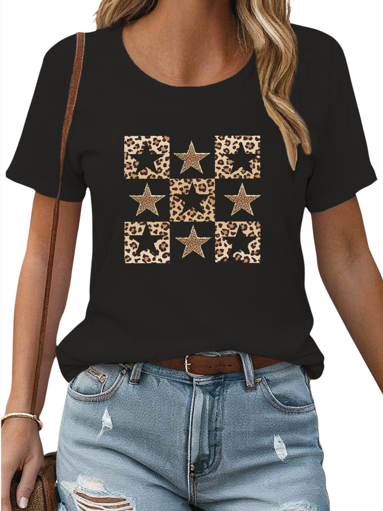 PYL Rundhalsshirt Damen Sommer Kurzarmbluse Locker günstig online kaufen