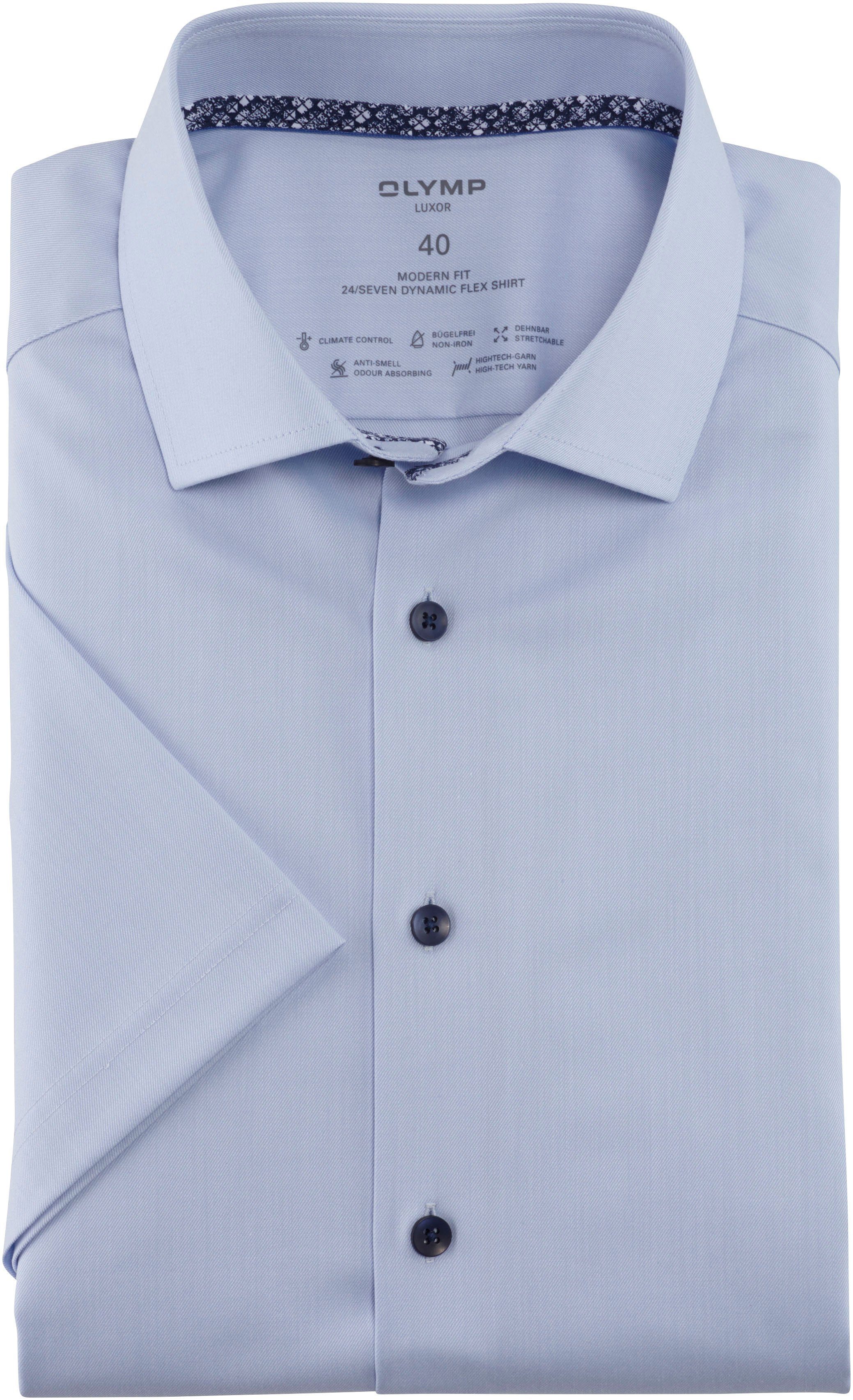 OLYMP Kurzarmhemd Luxor modern fit in 24/7 Dynamic Flex Quality bleu | Klassische Hemden