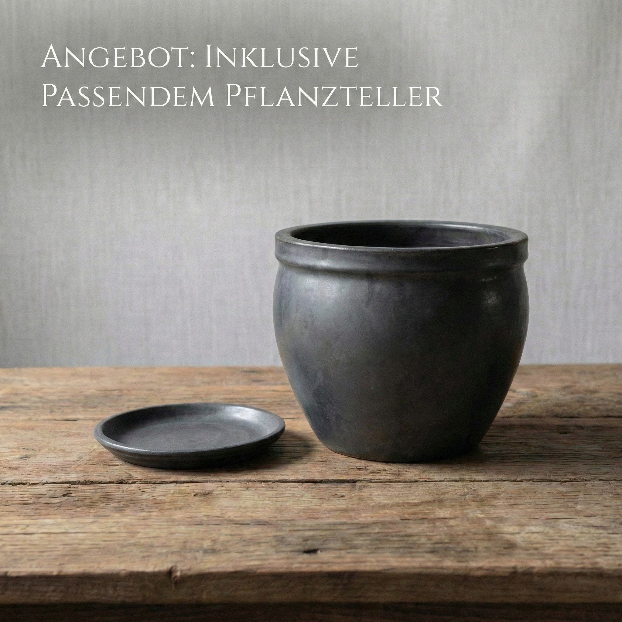 Teramico Blumentopf Pflanzgefäß "Tall" Ø 21 cm +Teller – Anthrazit, Blau, Grün (1 St), Frostfest, UV-Fest