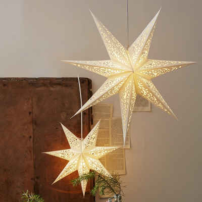 STAR TRADING LED Stern »Papierstern Lace Weihnachtsstern Deko Leuchtstern D: 80cm 7-zackig weiß«