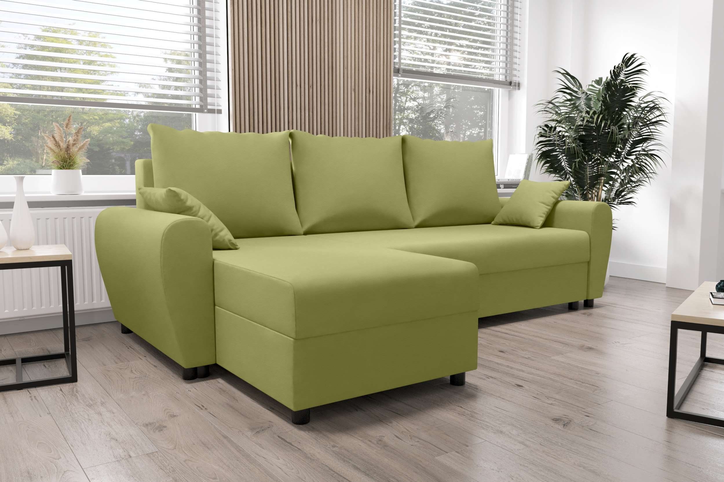 Sofa, mit L-Form, Design Eckcouch, Stylefy Melina, Ecksofa Modern mit Sitzkomfort, Bettkasten, Bettfunktion,