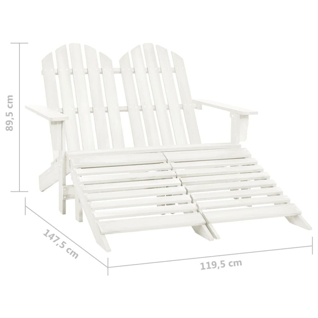 furnicato Gartenstuhl 2-Sitzer Tannenholz mit Weiß Adirondack-Gartenbank Fußstütze