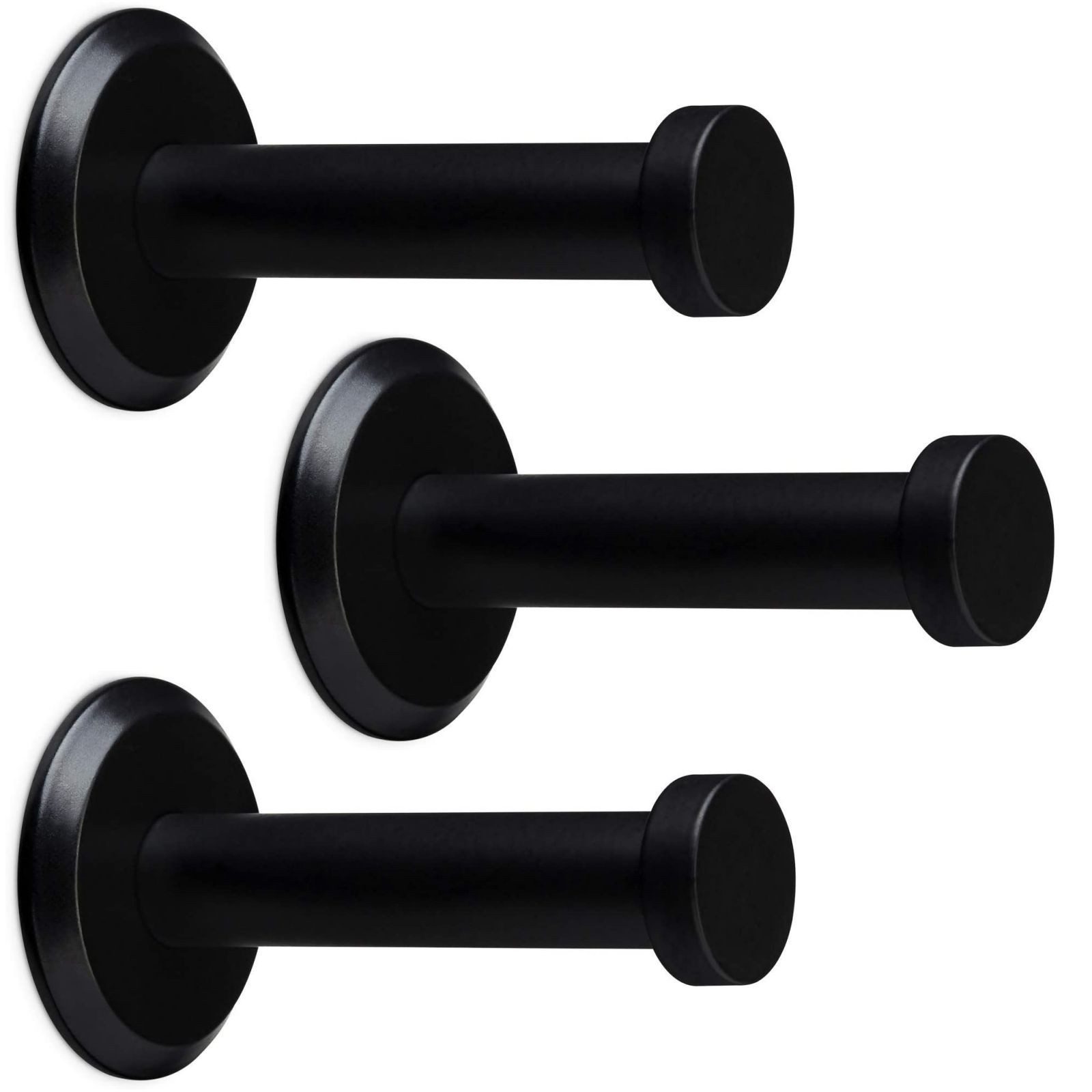 SO-TECH® Kleiderhaken Garderobenhaken TALEA Edelstahl massiv inkl. Montagematerial, (3-St), Ø 10 / 15 mm, Länge 50 mm, Gesamtlänge 53 mm, schwarz matt