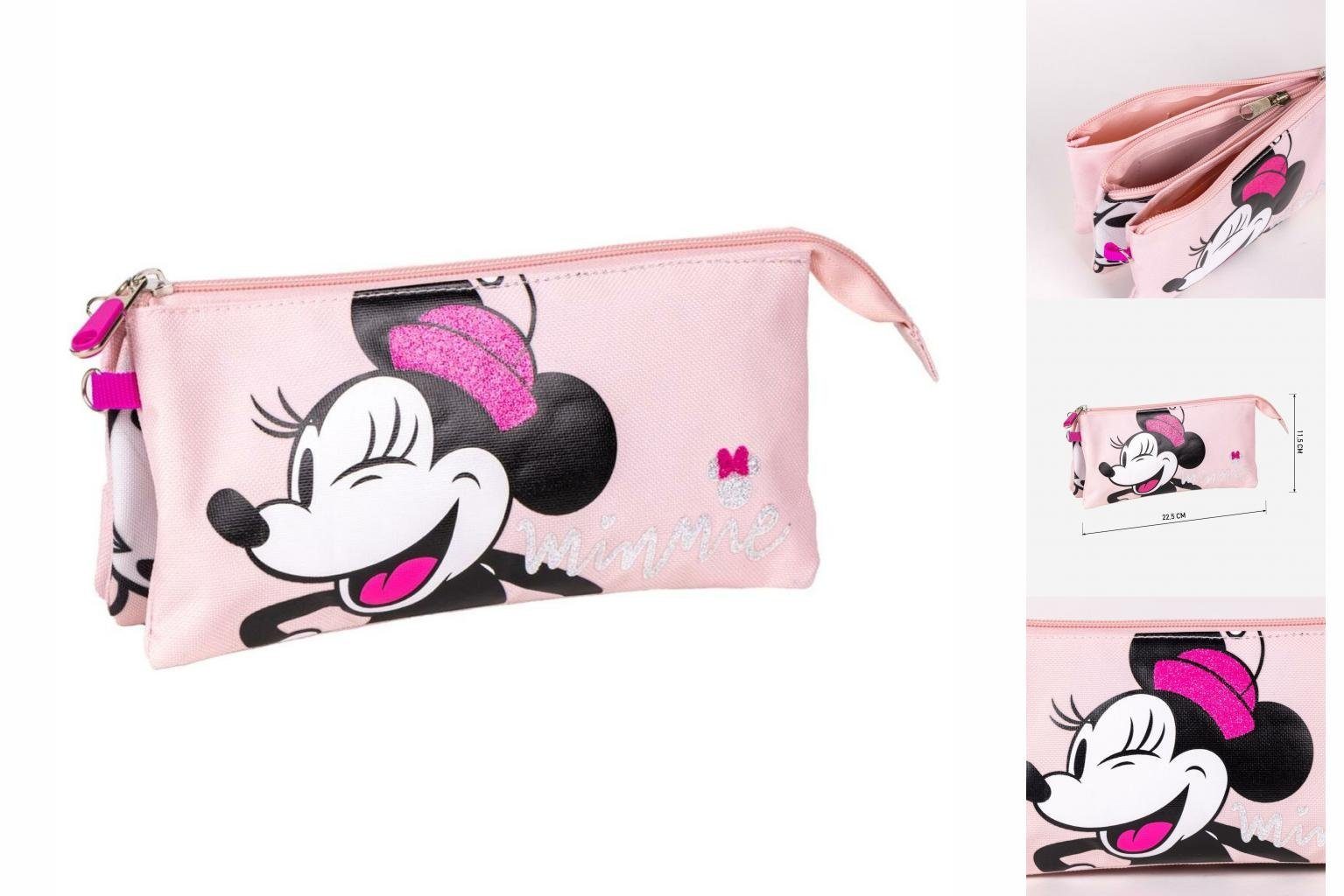 Disney Minnie Mouse Federtasche Dreifaches Mehrzweck-Etui Minnie Mouse 22,5 x 2 x 11,5 cm Rosa