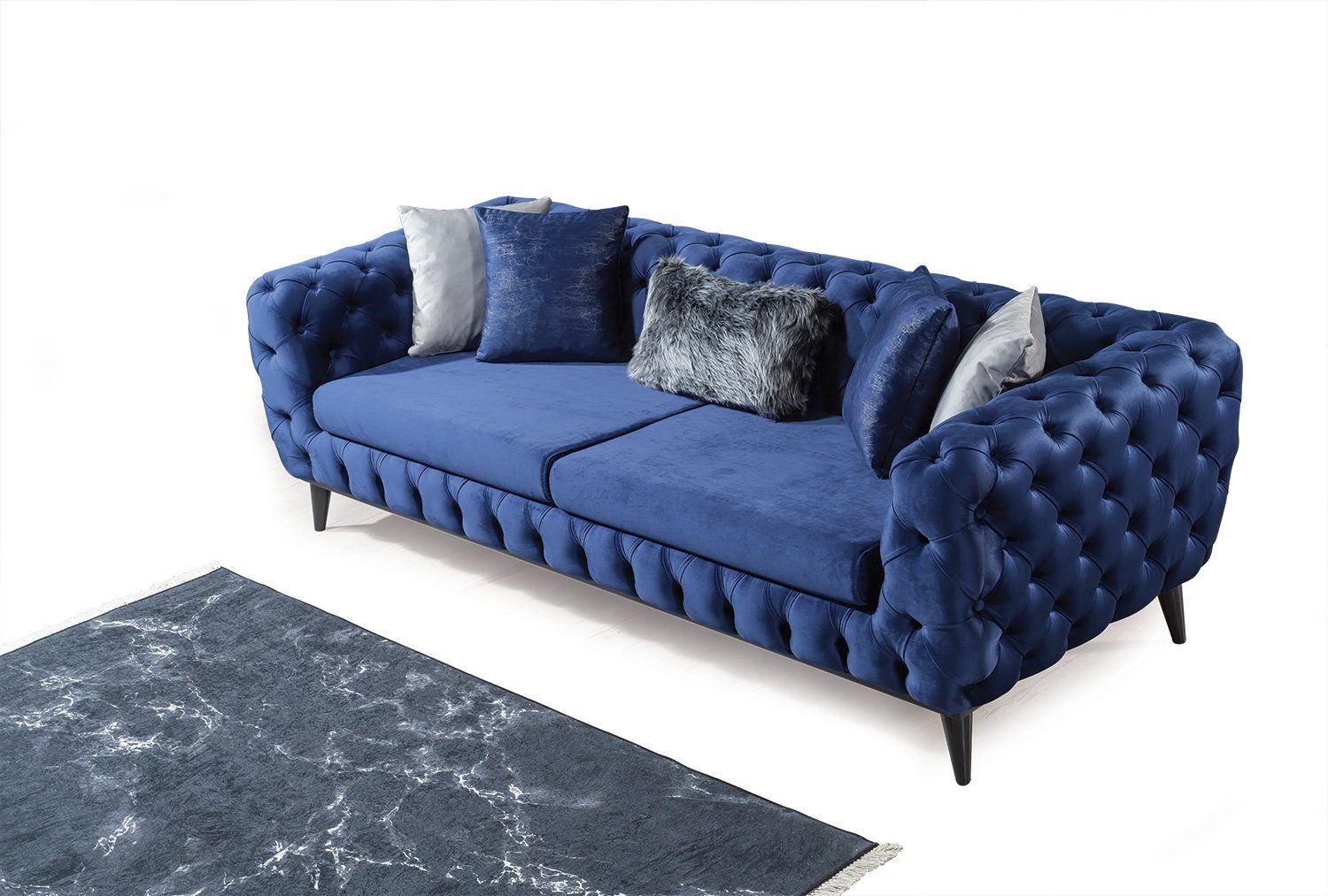 2-Sitzer, Möbel Polyester) Blau (100% Quality Sofa Marrakesh, Made Stk. 1 in Villa Turkey, Luxus-Microfaser