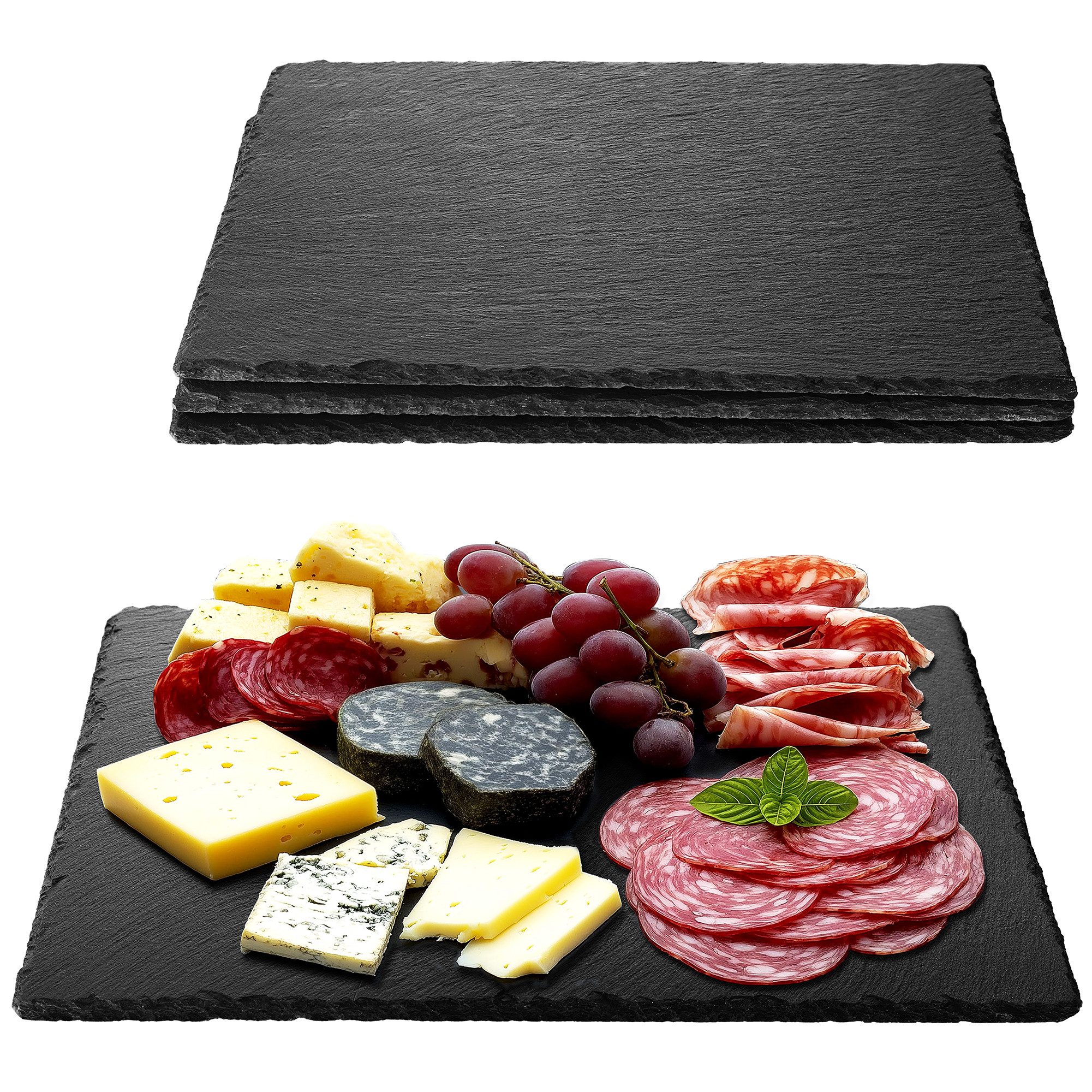 Servierplatte Schiefer Teller Platzset 4-teilig 38x28cm Schieferplatten