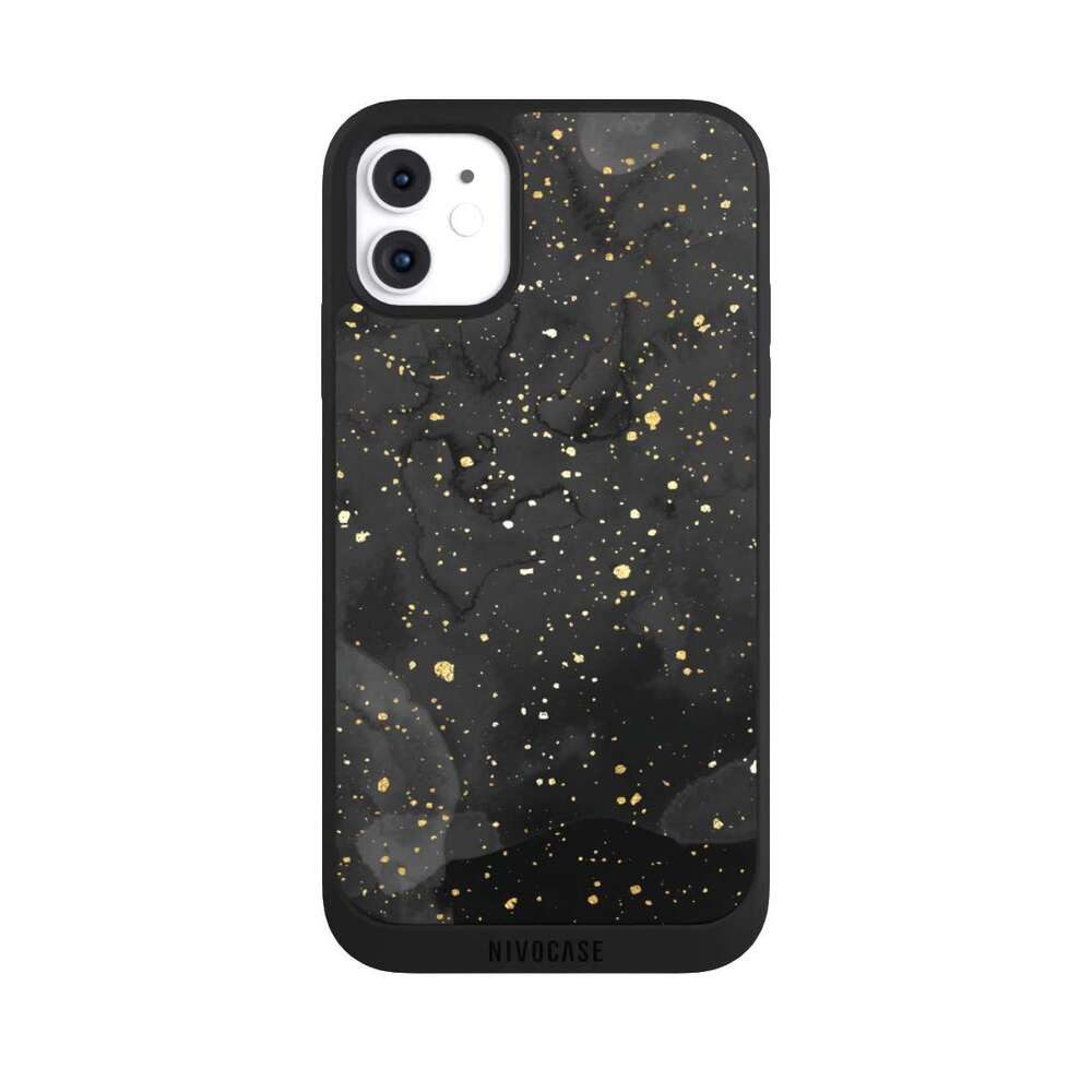 NIVOCASE Handyhülle Marmor Glitzer Look Gold & Kupfer Marble Black Gold Look Print, Apple iPhone 11 Handyhülle Hülle NIVOpure Case Schwarz