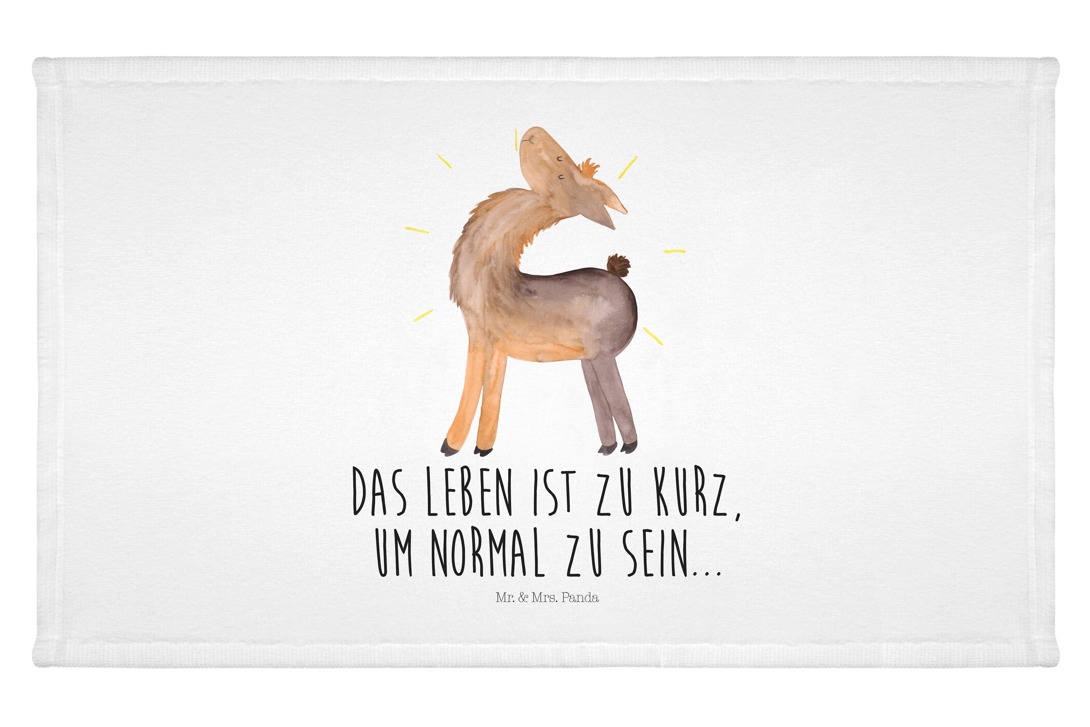 Handtuch Lama Stolz - Weiß - Geschenk, Gästetuch, Alpaka, Frottier, Sport Hand