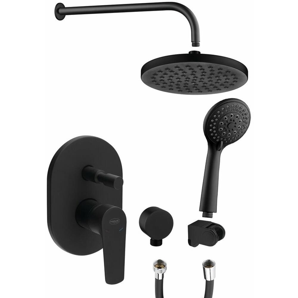 HAK Duscharmatur LOTTA Unterputz Duscharmatur mit Einhebelmischer, 2 Wege, Schwarz matt