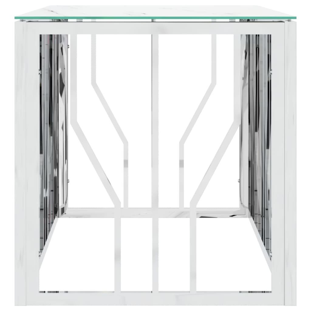 vidaXL Couchtisch Silbern und Couchtisch Edelstahl Glas (1-St) cm 110x45x45