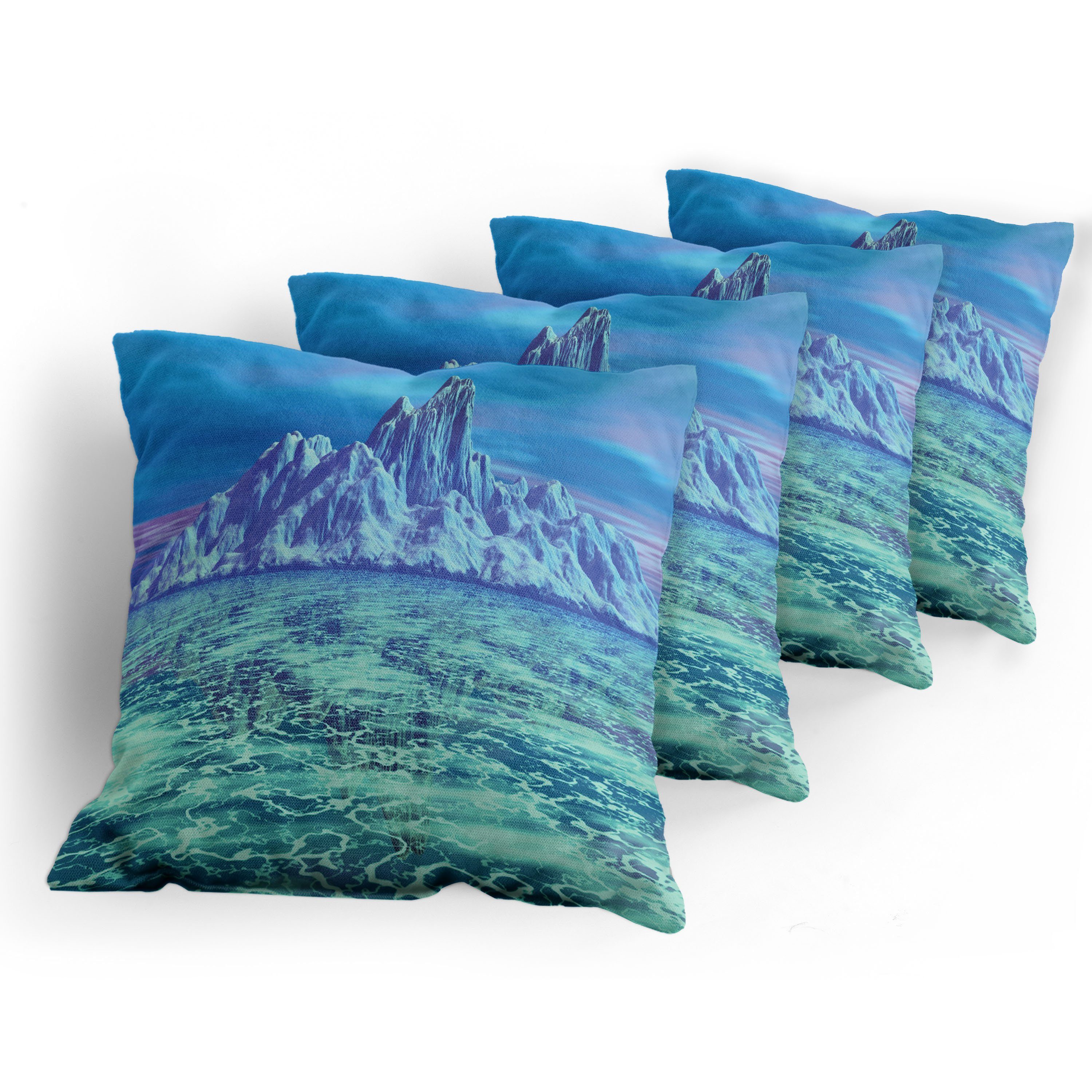 Landschaft Berg Modern Kissenbezüge Szene (4 Accent Arktische Ice Stück), Digitaldruck, Doppelseitiger Abakuhaus
