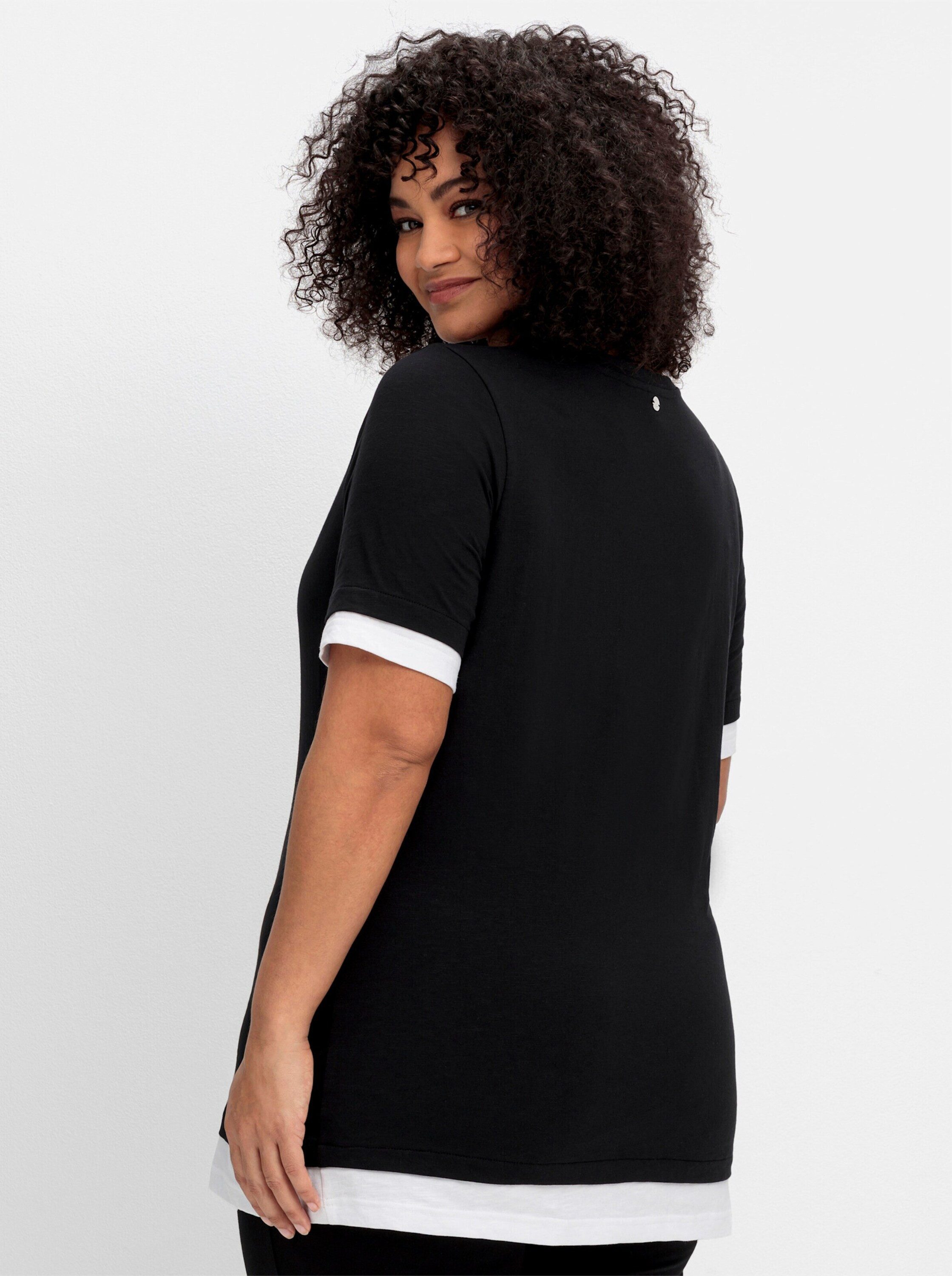 Sheego T-Shirt 2-in-1-Shirt Kurzarm in 2-in-1-Optik, mit V-Ausschnitt günstig online kaufen