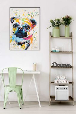 KUNSTLOFT Gemälde Artistic Pug 70x100 cm, Leinwandbild 100% HANDGEMALT Wandbild Wohnzimmer