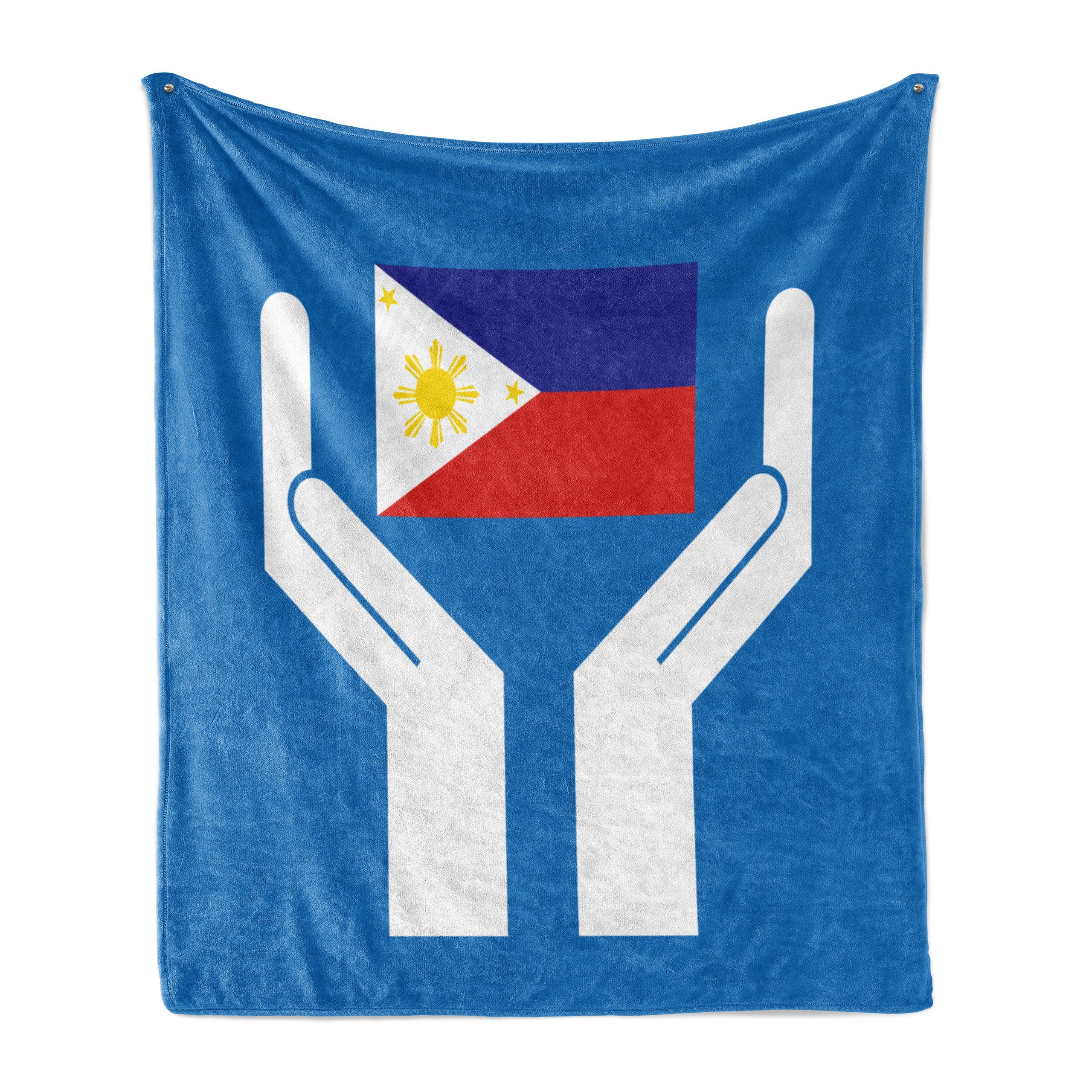 Wohndecke Gemütlicher Plüsch für den Innen- und Außenbereich, Abakuhaus, Filipino Hände zeigen Flagge