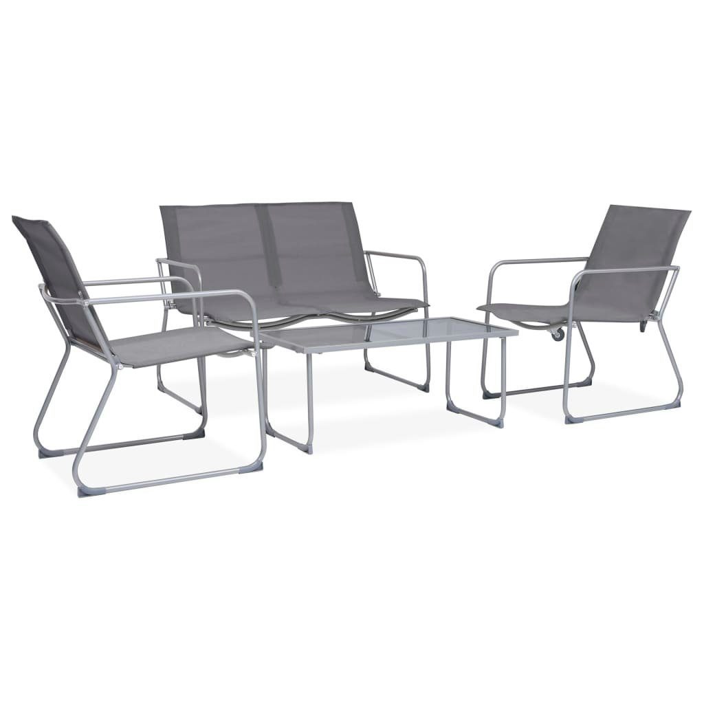 vidaXL Gartenlounge-Set 4-tlg. Garten-Lounge-Set Stoff und Stahl Grau, (4-tlg)