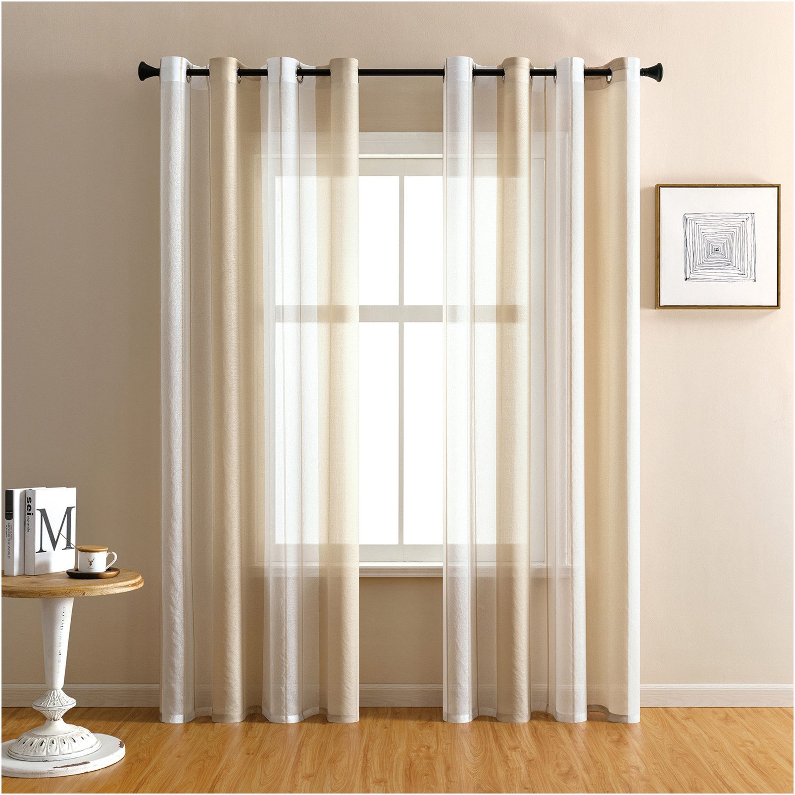 Sunicol Gardine 2er Set Voile Vorhang Zweifarbiger Transparente Vorhang mit günstig online kaufen