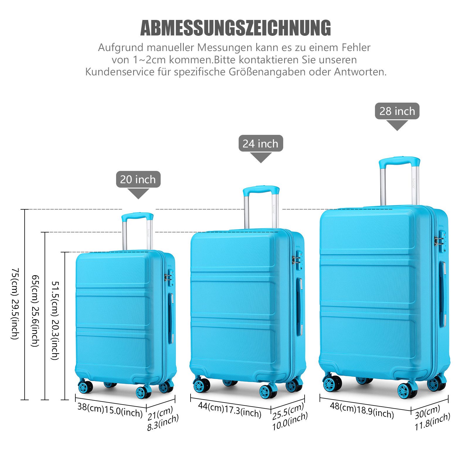 KONO Hartschalen-Trolley mit TSA-Schloss - Reisekoffer günstig online kaufen