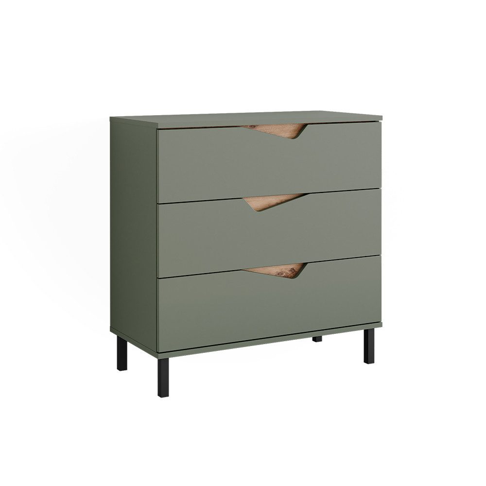 Vicco Kommode Marelle, Grün/Artisan/Artisan, 80 x 81.2 cm mit 3 Schubladen (1 St)