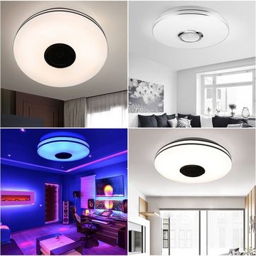 WILGOON LED Deckenleuchte 36W LED Deckenleuchte Dimmbar mit Bluetooth Lautsprecher, Dimmbar, LED fest integriert, Tageslichtweiß, Bunt
