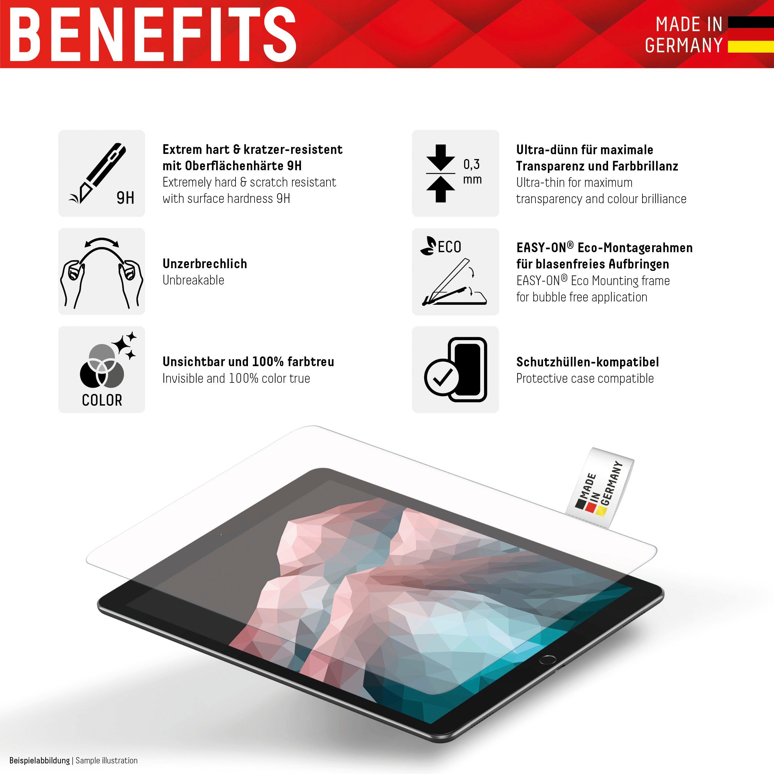 Displex Displayschutzfolie Tablet Glass iPad Pro 11 (1/2/3)/Air (4) für Apple iPad Air (4. und 5. Gen), Apple iPad Pro 11" (1.-4. Gen), 1 Stück – Bild 4 von 5