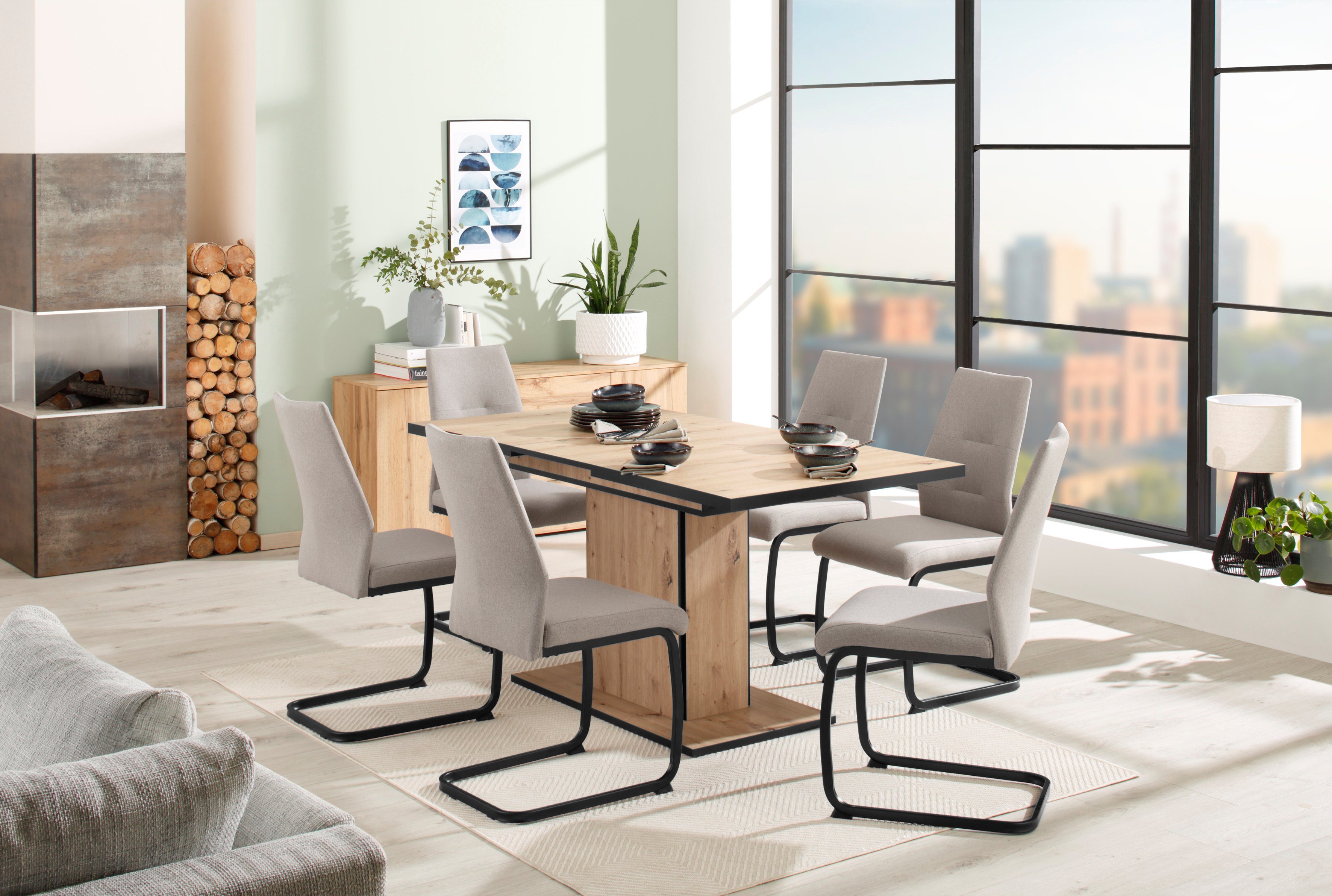 HELA Essgruppe Ariana, Esstisch mit 6 Stühlen, ausziehbarer Küchentisch, (S günstig online kaufen