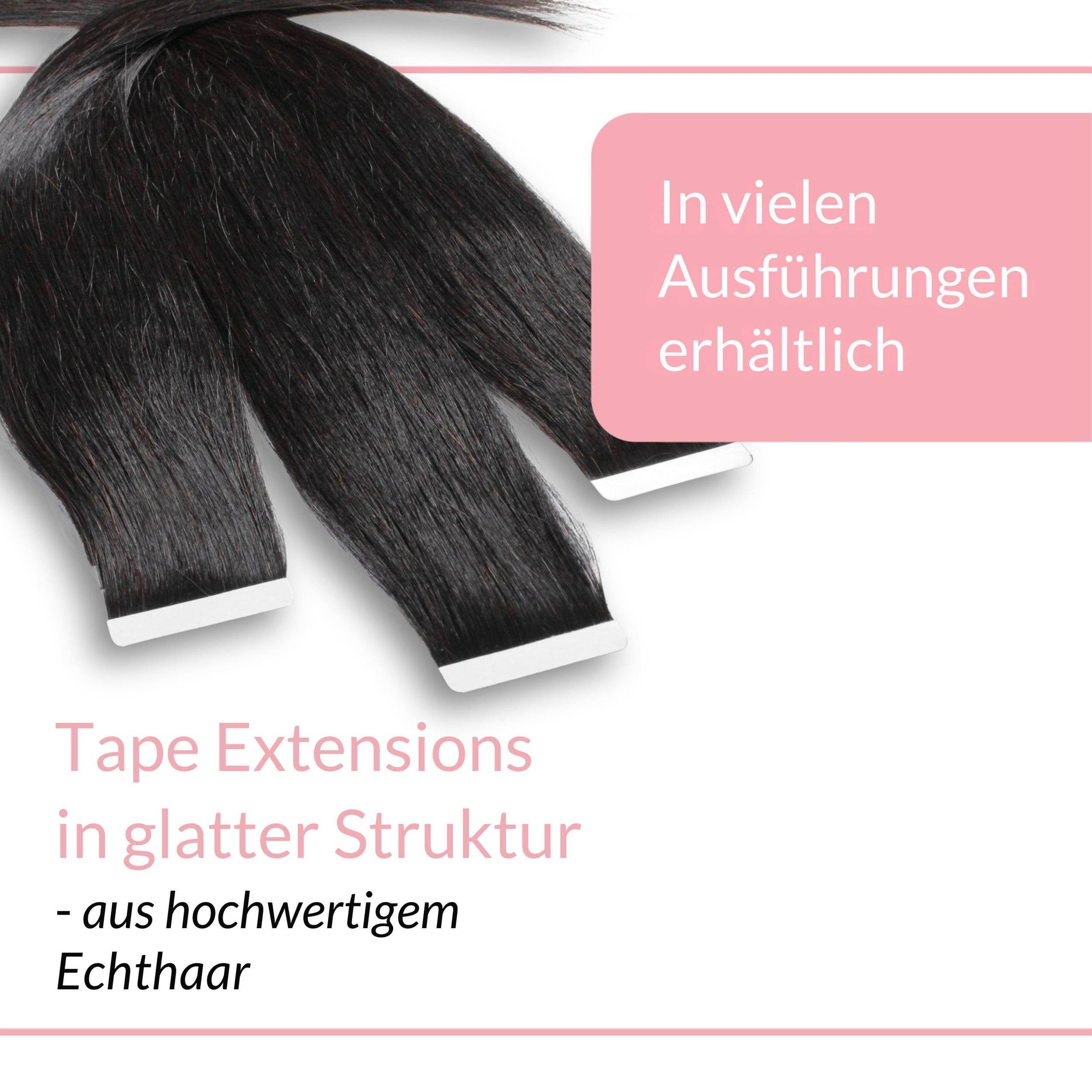 hair2heart Echthaar-Extension Tape Extensions glatt #2/0 Schwarz 40cm